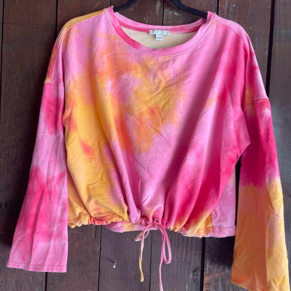 Pink tyedye cropped sweatshirt